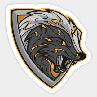 yellow and black loyal badger shield Sticker